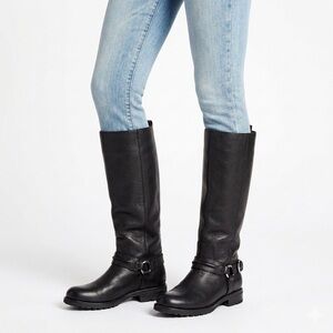 Coach Valterra Tall Leather Harness Boots Women’s Black Size 6.5B